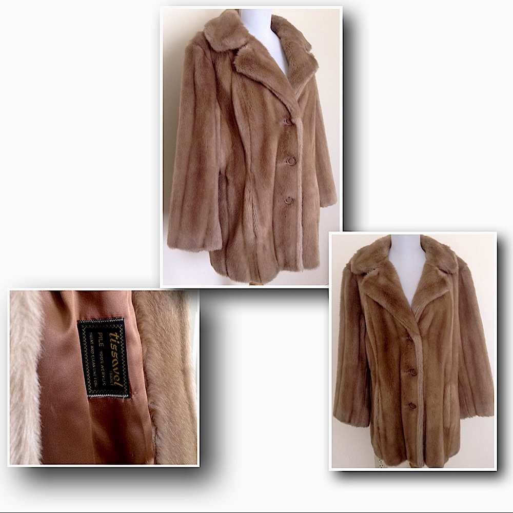Authentic vintage faux fur coat by TISSAVEL France